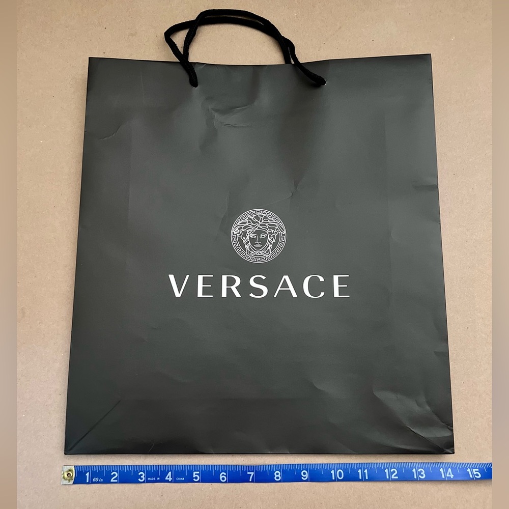 Versace Black Matte Shopping Bag with Iconic Logo